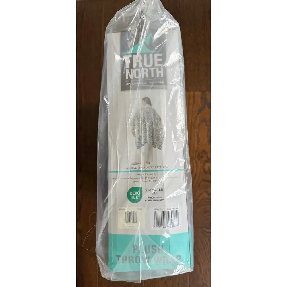 NEW! True North Plush Wearable Throw Wrap Gray